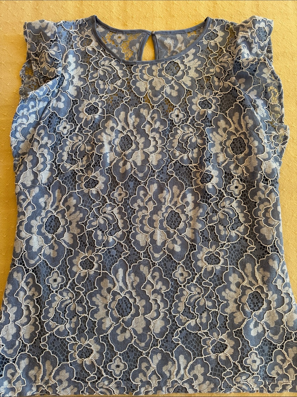 White House Black Market Lace Cap-Sleeve Blouse